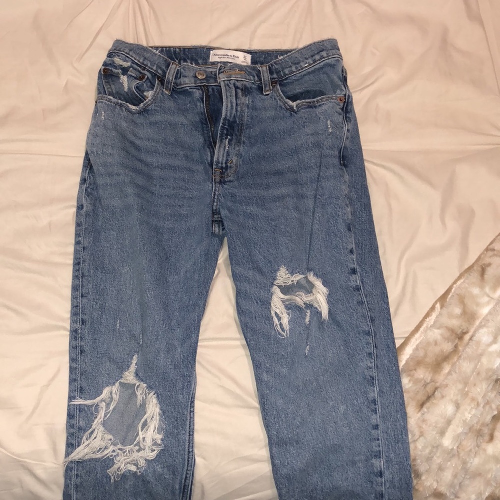 A&F Ripped High Rise Mom Jeans - Picture 2 of 4